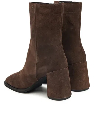 Furla Square Toe Suede Ankle Boots With Block Heel In Brown