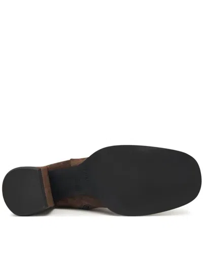 Furla Square Toe Suede Ankle Boots With Block Heel In Brown