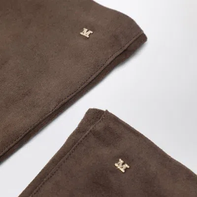 Max Mara Long Suede Nappa Gloves In Brown