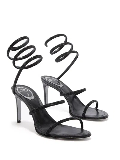 René Caovilla 80mm Cleo Strass-spiral Heeled Sandals In Black
