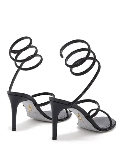 René Caovilla 80mm Cleo Strass-spiral Heeled Sandals In Black
