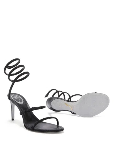 René Caovilla 80mm Cleo Strass-spiral Heeled Sandals In Black