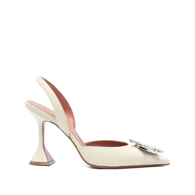 Amina Muaddi Begum Leather Slingback Pumps In Neutral
