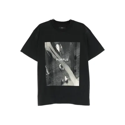 Purple Brand Textured Cotton Jersey Graphic T-shirt In Black