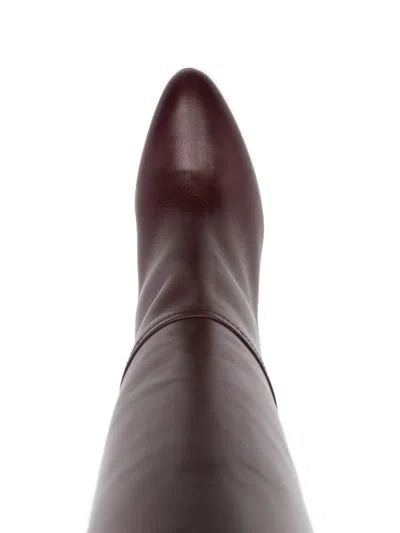 Paris Texas Calfskin Boots With A Pointed Toe In Brown