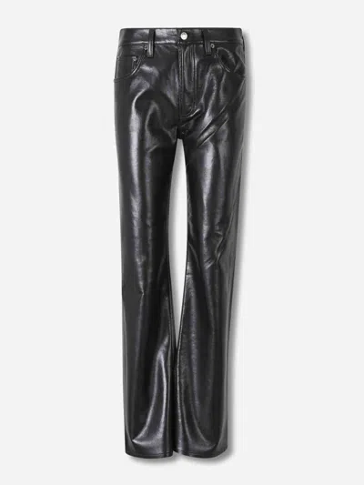 Agolde Straight Leather Pants In Black