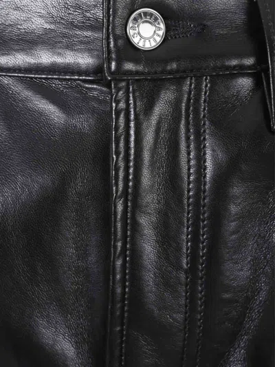 Agolde Straight Leather Pants In Black