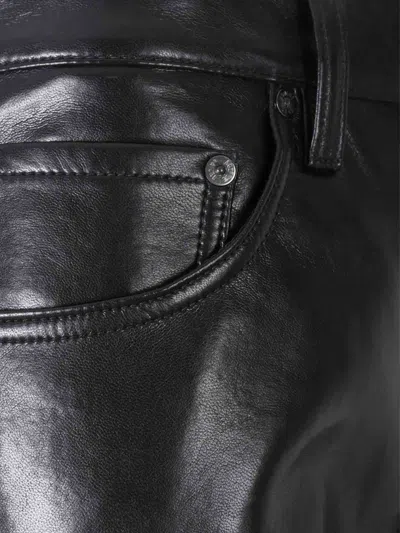 Agolde Straight Leather Pants In Black