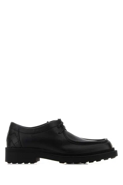 Bottega Veneta Black Leather Ben Lace-up Shoes In Black