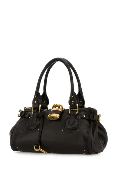 Chloé Dark Brown Leather Paddington Shoulder Bag In Black