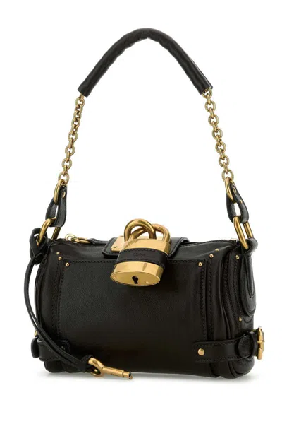 Chloé Black Leather Small Paddington Shoulder Bag In Black