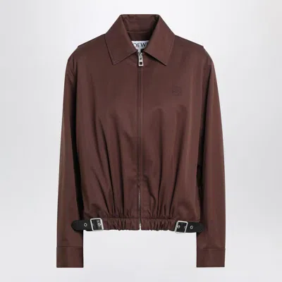 Loewe Leather-trimmed Cotton And Silk-blend Twill Bomber Jacket In Brown