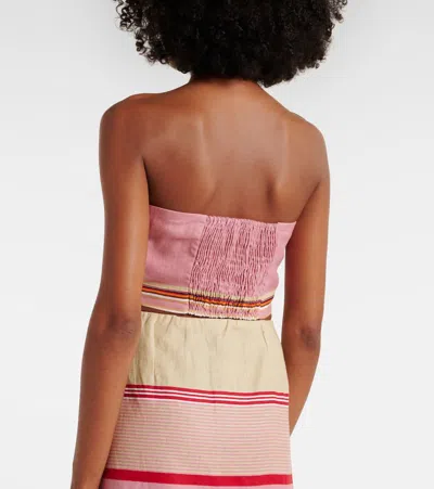 Faithfull Ebbe Striped Linen Top In Pink