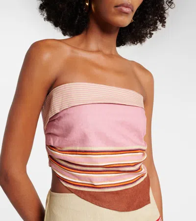 Faithfull Ebbe Striped Linen Top In Pink