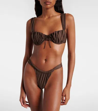 Faithfull Dinard Ruched Bikini Top In Black