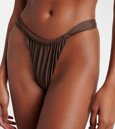 Faithfull Andez Ruched Bikini Bottoms In Brown