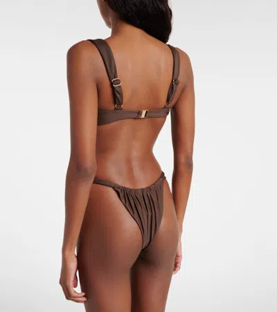 Faithfull Andez Ruched Bikini Bottoms In Brown