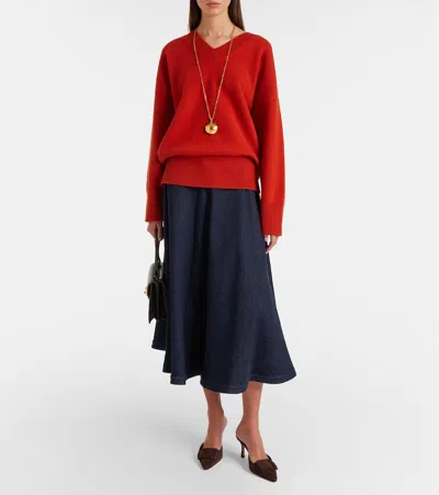 Altuzarra Varda Denim Midi Skirt In Blue