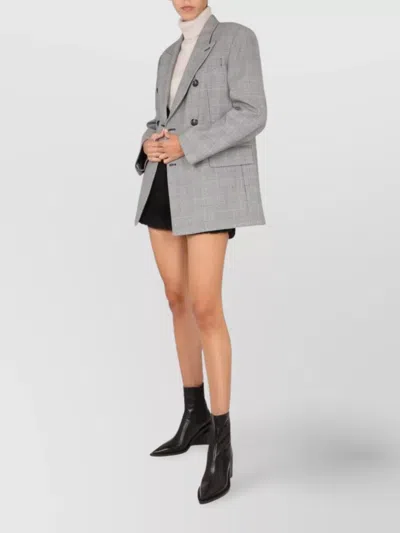 Max Mara Tailored Double-breasted Jacket Featuring Back Vent In Gray