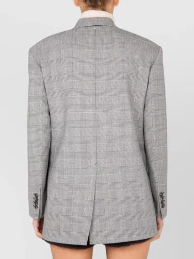Max Mara Tailored Double-breasted Jacket Featuring Back Vent In Gray