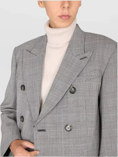 Max Mara Tailored Double-breasted Jacket Featuring Back Vent In Gray