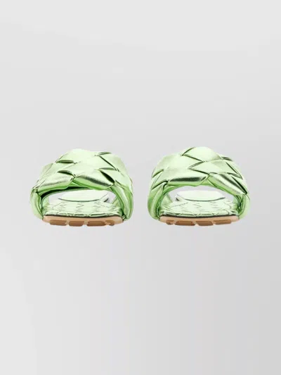 Bottega Veneta Lido Quilted Flat Sandals In Green