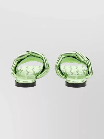 Bottega Veneta Lido Quilted Flat Sandals In Green