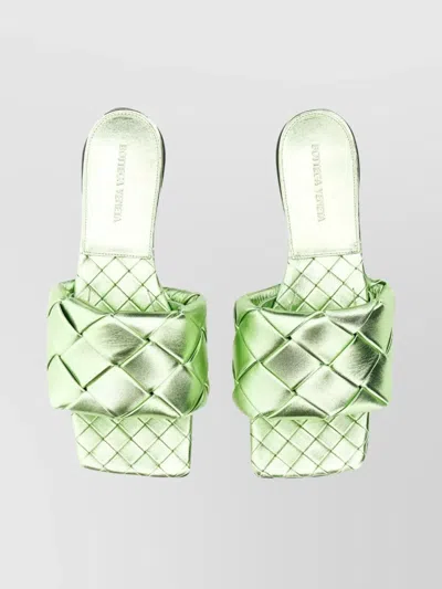 Bottega Veneta Lido Quilted Flat Sandals In Green
