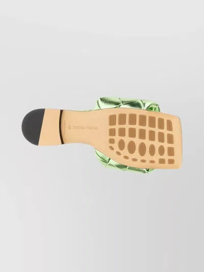 Bottega Veneta Lido Quilted Flat Sandals In Green