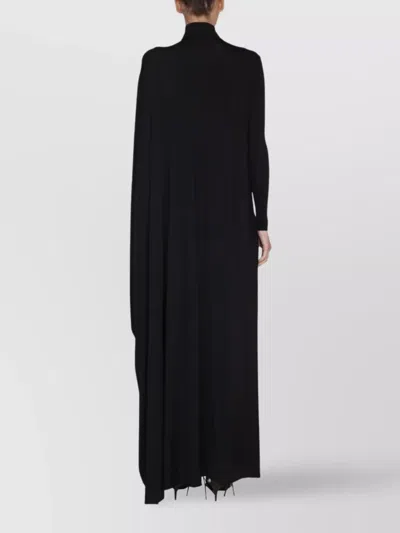 Balenciaga Draped Long Sleeve Maxi Dress In Black