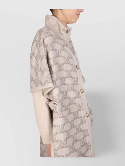 Max Mara Enica Reversible Monogram-pattern Coat In Gray
