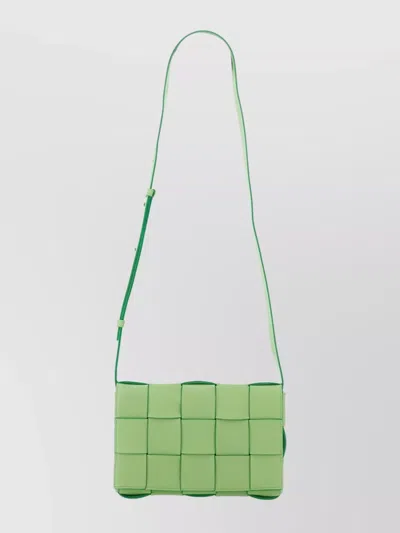 Bottega Veneta Cross-body Woven Design Shoulder Bag In Green