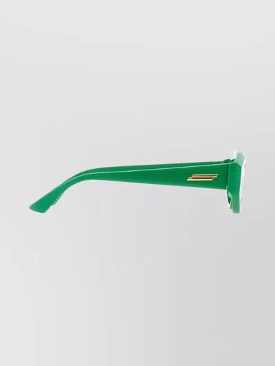 Bottega Veneta Oval Cat Eye Sunglasses With Gold Detail In Green