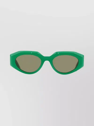 Bottega Veneta Oval Cat Eye Sunglasses With Gold Detail In Green