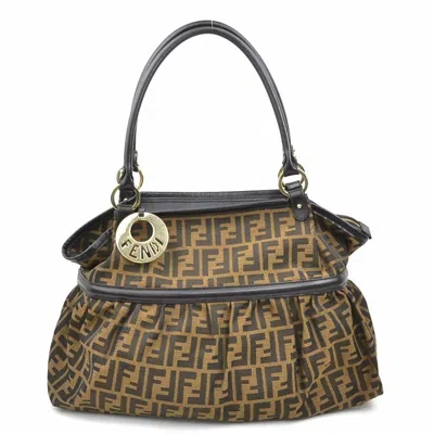 Pre-owned Fendi Brown Canvas Leather Shoulder Bag ()