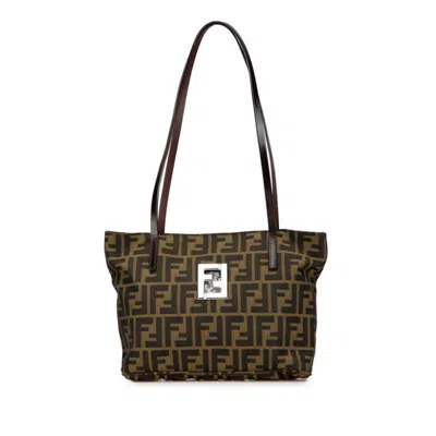 Pre-owned Fendi Brown Nylon Leather Tote Bag ()