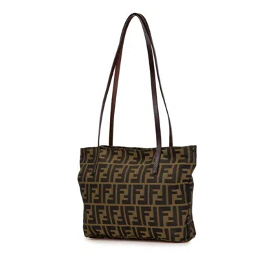 Pre-owned Fendi Brown Nylon Leather Tote Bag ()