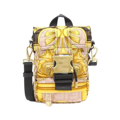 Pre-owned Fendi Gold Nylon Leather Shoulder Bag ()