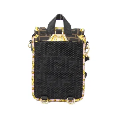 Pre-owned Fendi Gold Nylon Leather Shoulder Bag ()
