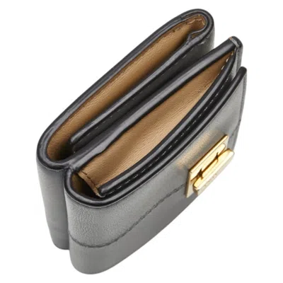 Pre-owned Fendi Gray Beige Leather Wallet (tri-fold) ()