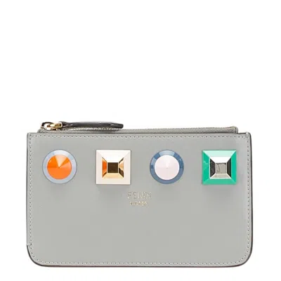Pre-owned Fendi Gray Leather Coin Purse/coin Case ()