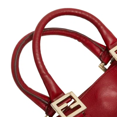 Pre-owned Fendi Red Color Leather Handbag Shoulder Bag ()