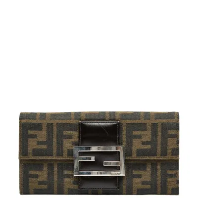 Pre-owned Fendi Zucca Brown Canvas Coin Purse/coin Case ()