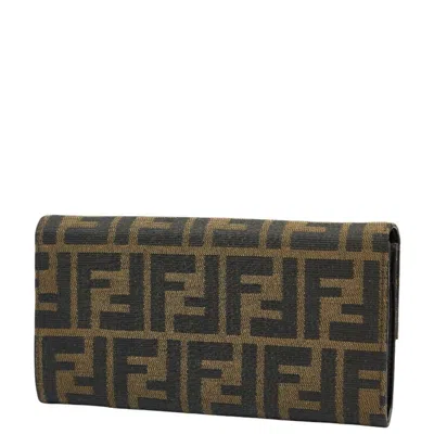 Pre-owned Fendi Zucca Brown Canvas Coin Purse/coin Case ()