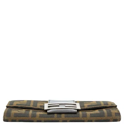 Pre-owned Fendi Zucca Brown Canvas Coin Purse/coin Case ()
