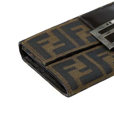 Pre-owned Fendi Zucca Brown Canvas Coin Purse/coin Case ()