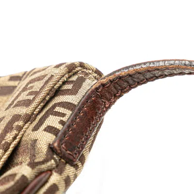 Pre-owned Fendi Zucchino Brown Canvas Leather Shoulder Bag ()