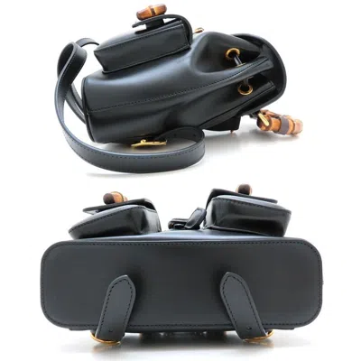 Pre-owned Gucci Bamboo Black Leather Backpack ()