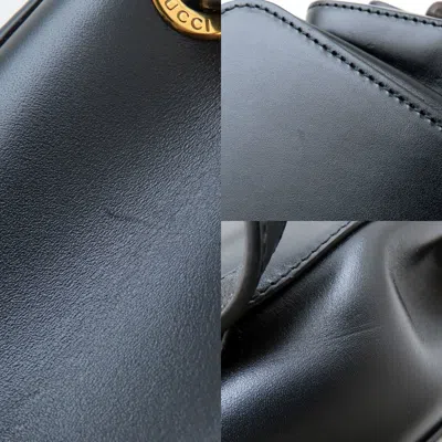 Pre-owned Gucci Bamboo Black Leather Backpack ()