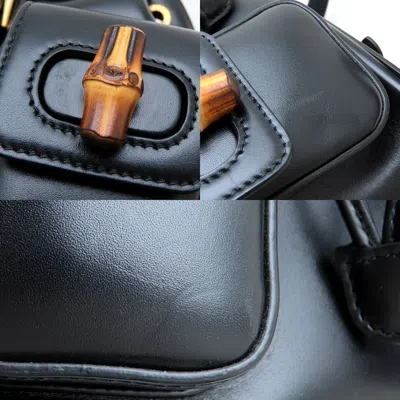Pre-owned Gucci Bamboo Black Leather Backpack ()